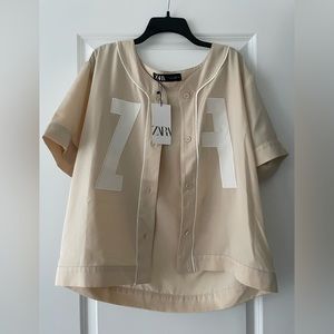 Zara Satin Jersey Button Down